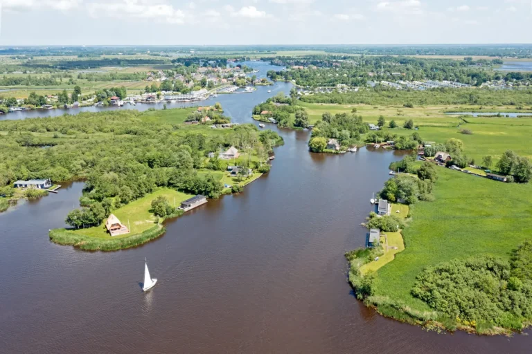 Aerial from national park Alde Feanen in Friesland in the Netherlands